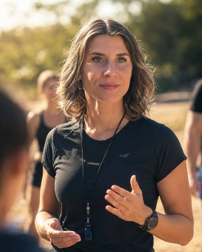 Anne-Sophie, coach sport-santé, pendant une séance dans le Sud Luberon
